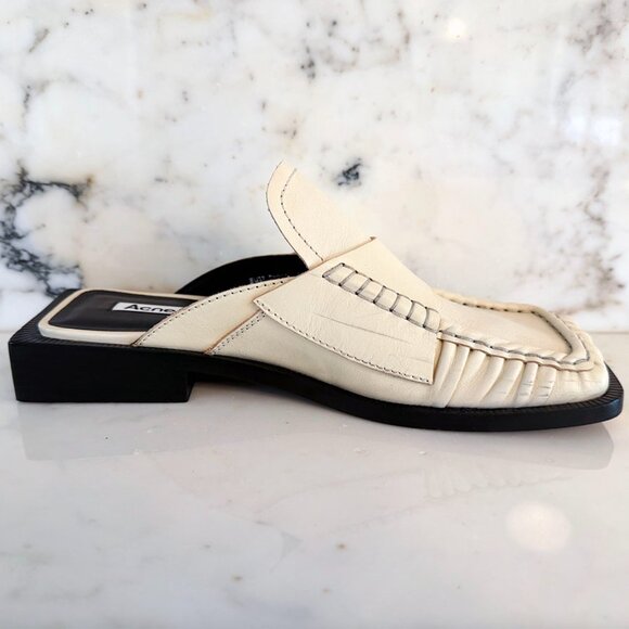 Acne Studios Square Toe Cream Leather Mules size 37 (7) - Picture 2 of 4